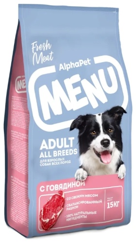 AlphaPet Menu С говядиной для взрослых всех пород 15 кг