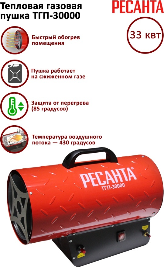 Купить Тепловая пушка Ресанта ТГП-30000 30 кВт на 300 квадратов в ...
