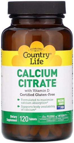 Country Life iHerb минерал Calcium Citrate with Vitamin D 120 таблеток