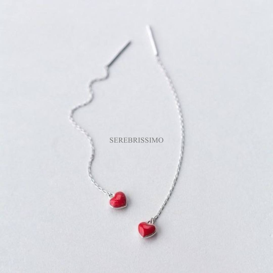 Серьги-цепочки Serebrissimo S925-5-005 вес 0.8 г серебро, эмаль