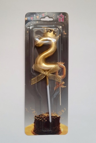 Свеча Happy birthday цифра 2, 1 шт 12 см