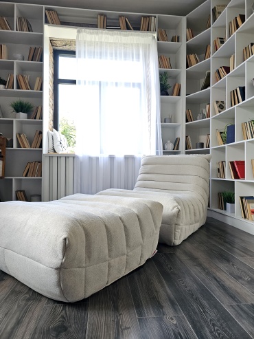Бескаркасное кресло KresloComfort Комплект Француз , обивка шенилл, белый