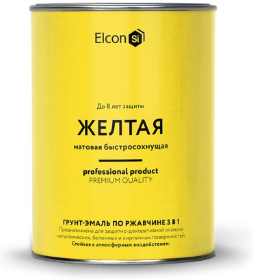 Elcon алкидная 3в1 матовая быстросохнущая 0.8 л, желтый цвет