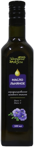 Растительное масло Здоровые вкусы льняное нерафинированное 0.5 л
