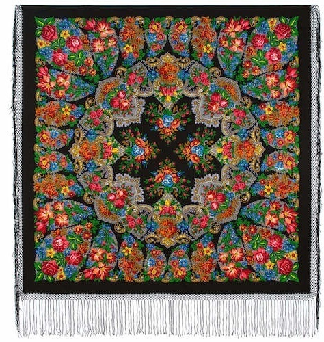 Шаль Павловопосадская платочная мануфактура шерсть, шелк 148 x 148 см