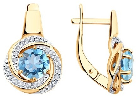 Серьги Diamant 51-320-02281-1 вес 3.94 г золото, топаз