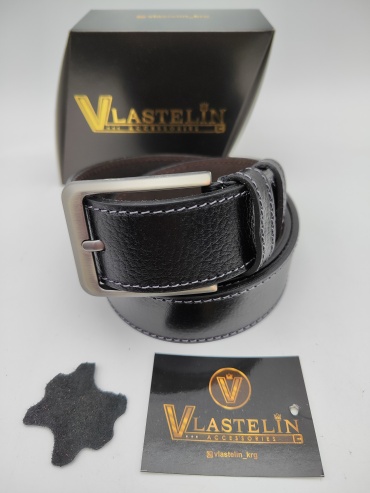 Ремень Vlastelin металл, натуральная кожа 90 см черный
