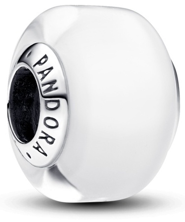Шарм PANDORA «Белое стекло мурано» 793118C00 вес 2.1 г серебро, муранское стекло