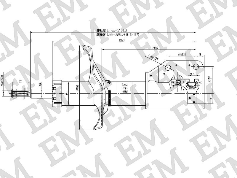 Амортизатор BAIKOR передний BKSAF0250 1 шт