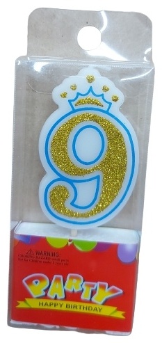 Свеча PARTY цифра 9, 1 шт 5 см