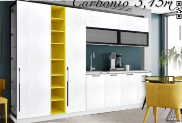 Кухонный гарнитур Elegant Карбонио, 315x225х60 см, ЛДСП, белый