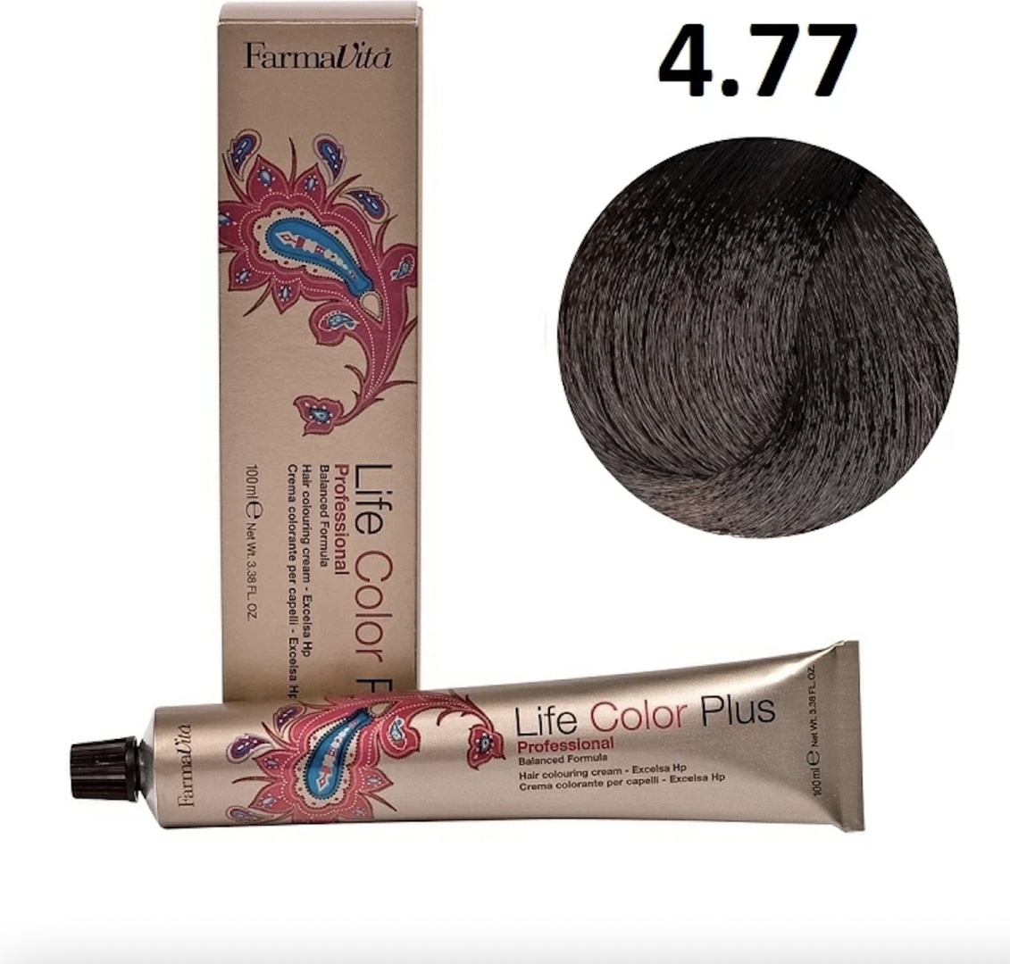 FarmaVita Life Color Plus 4.77 интенсивный коричневый кашемир крем-краска 100 мл