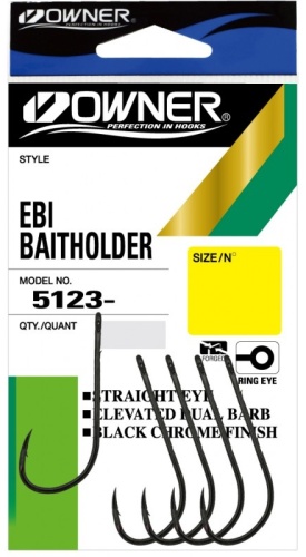 Крючок для рыбалки Owner Ebi Baitholder BC №2 5123-091 одинарный черный 7 шт