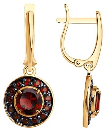 Серьги Diamant 51-321-01975-1 вес 3.04 г золото, гранат