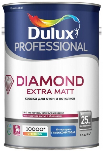 AkzoNobel водно-дисперсионная Diamond Extra Matt 4.5 л, белый цвет