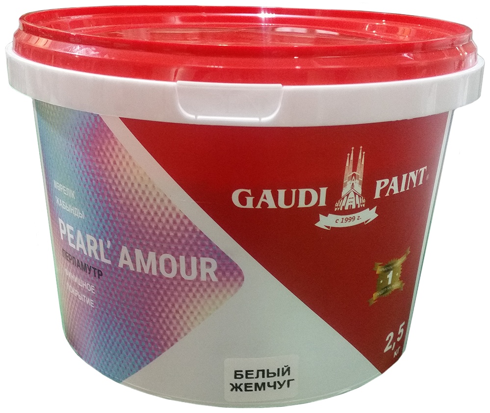 Декоративная краска Gaudi Paint акриловая Pearl Amour моющаяся, влагостойкая, возможность колеровки 2.5 кг, цвет жемчуг