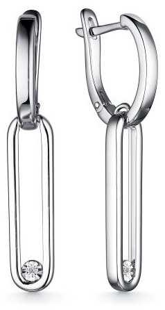 Серьги АЛЬКОР 02-2376/000Б-00 вес 5.31 г серебро, бриллиант