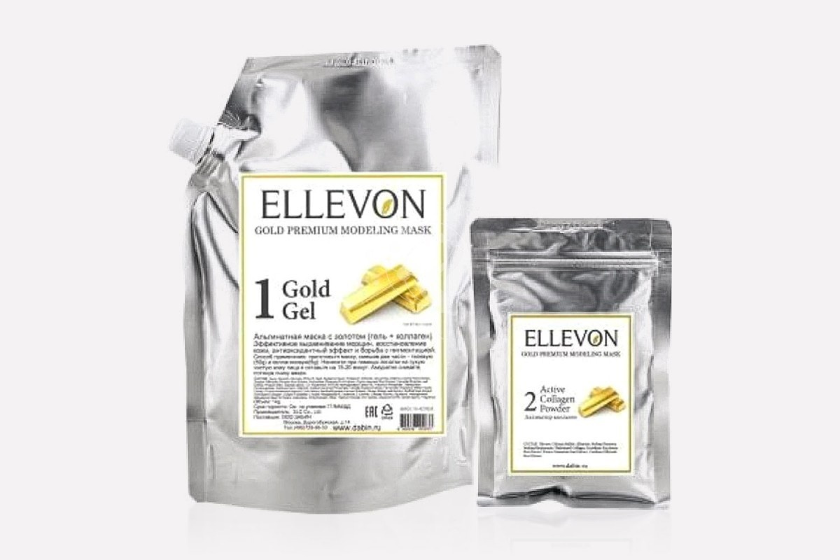 Маска для лица Ellevon альгинатная Gold Premium 1000 г