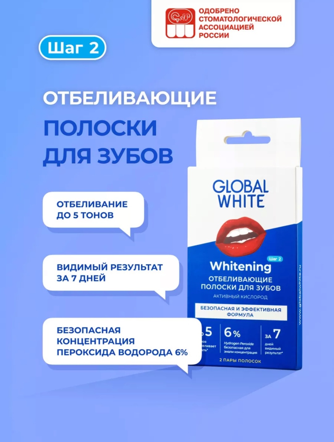 Global White Полоски для отбеливания отбеливающие полоски 2 шт