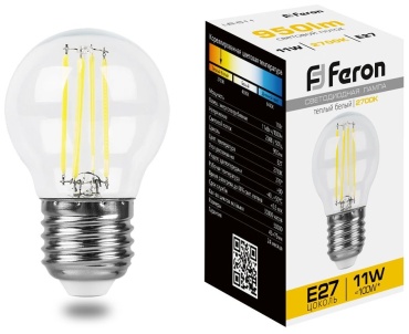 Feron 11W E27, светодиодная, филаментная, теплый белый
