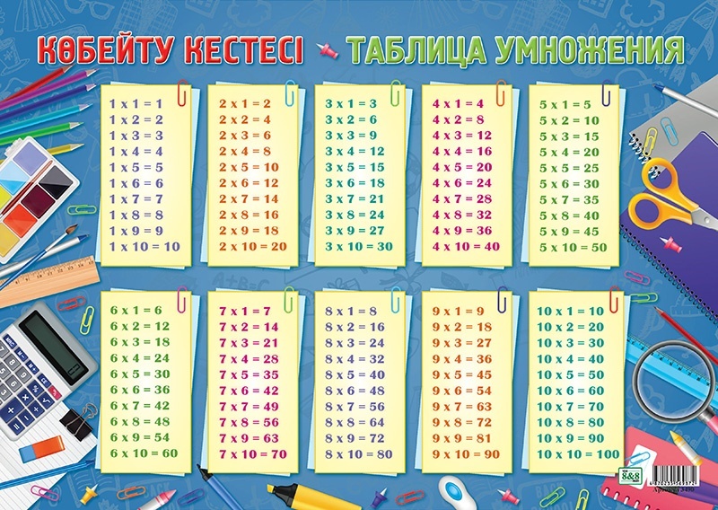 Обучающие карточки Таблица умножения, A4, бумага