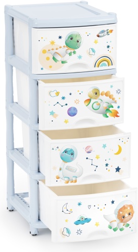 Детский комод Альтернатива PLAST LAND, 38x48x98 см, белый, голубой