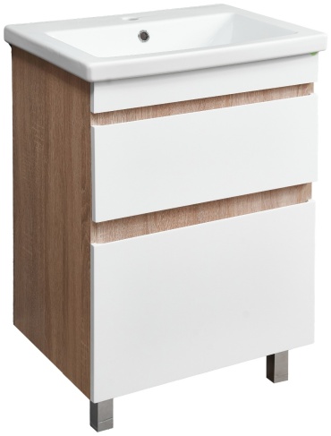 Тумба с раковиной Vako 18205, 60x85x45 см, белый, светло-коричневый