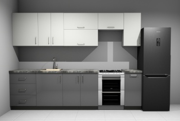 Кухонный гарнитур Mebex Лондон, 300x220х60 см, ЛДСП, серый