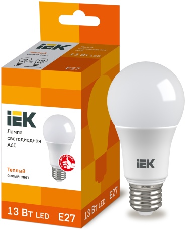 IEK 13W E27, светодиодная, теплый белый