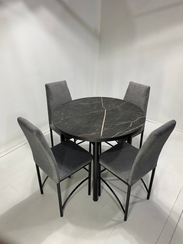 Комплект MEBEL STYLE GROUP 115802180, стол 90х90 см + 4 стула, серый