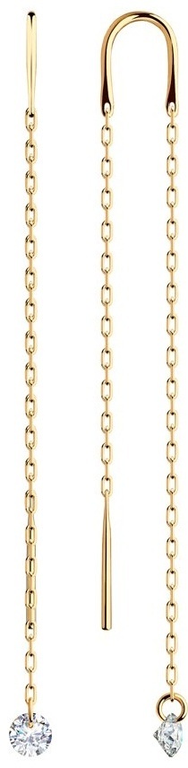 Серьги-цепочки SOKOLOV EAR-SO-585-352260 вес 0.9 г золото, фианит