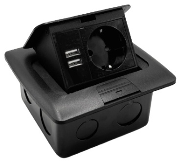 Shelbi STF-3M-B Напольный-настольный лючок на 1 розетку, 2хUSB