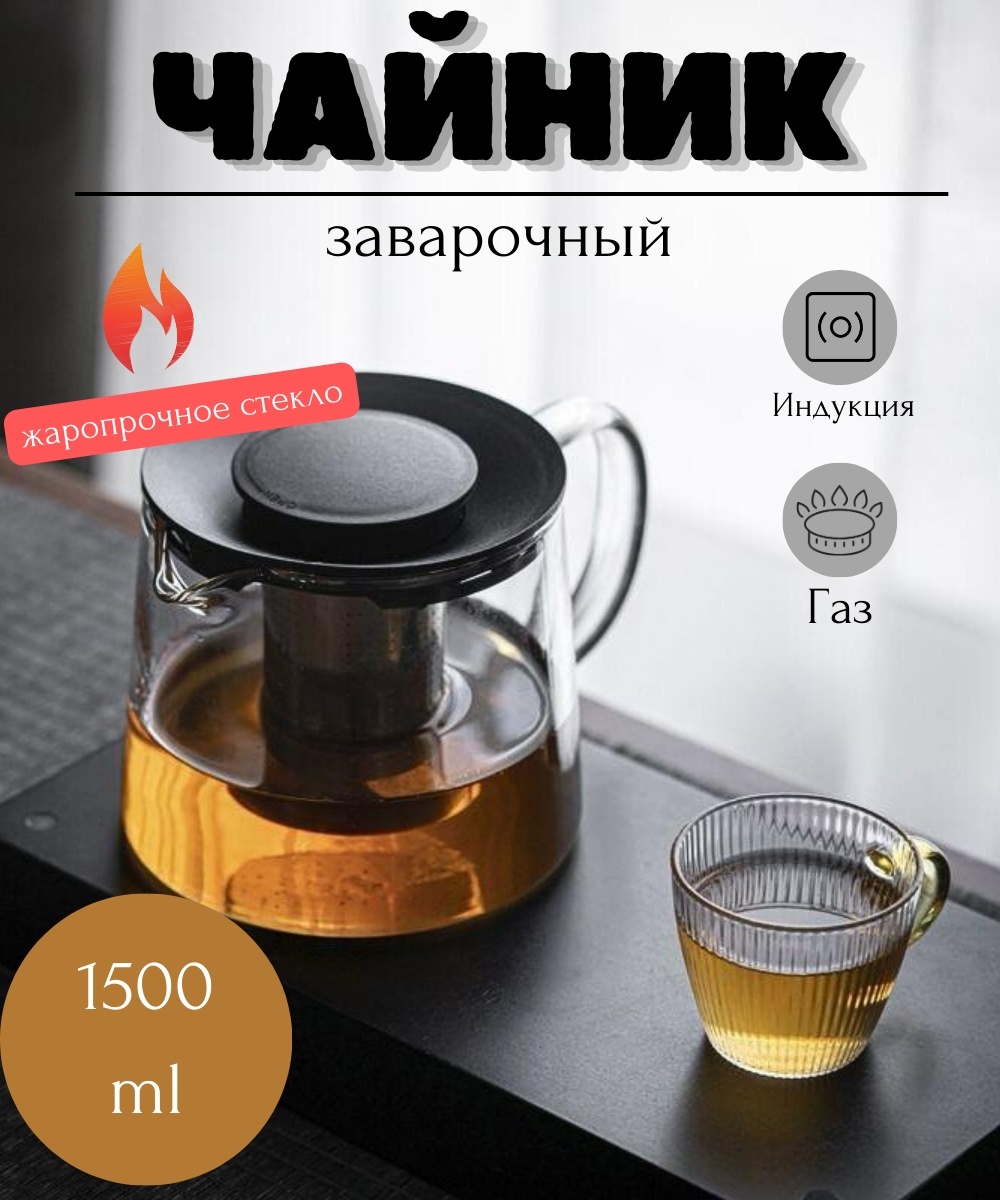 Чайник Art Home Чайник. Сито , Крышка wb1b3bxsm0 1.5 л, жаропрочное стекло, пластик