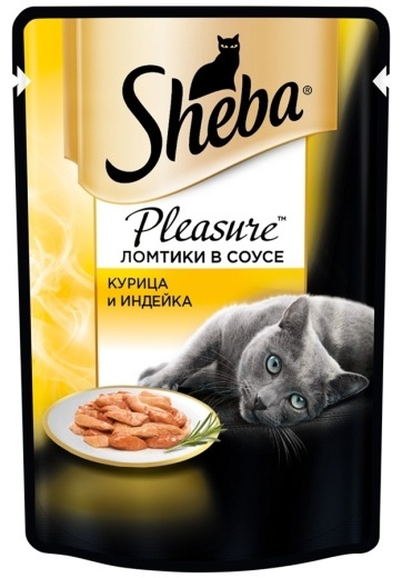 Купить Корм Sheba кусочки в соусе курица, индейка 75 г 1 шт в кредит в ...