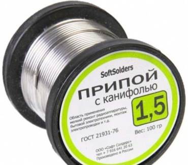 SoftSolders мягкий (легкоплавкий) проволока с флюсом/канифолью D 1.5 мм 100 г, 21931-76