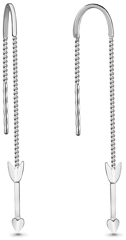 Серьги-цепочки AQUAMARINE 33145 вес 0.94 г серебро, без вставок