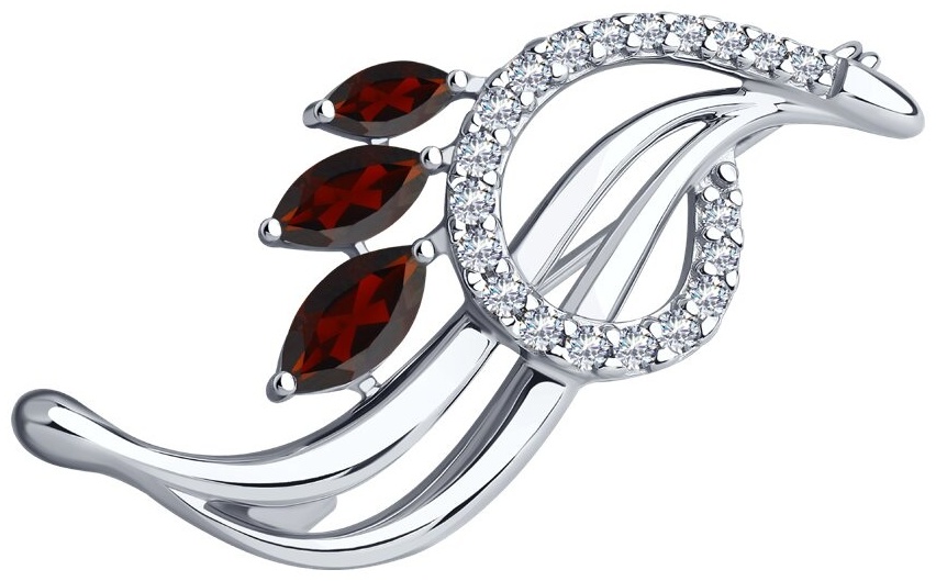 Брошь Diamant 94-340-01048-2 вес 2.6 г серебро, фианит
