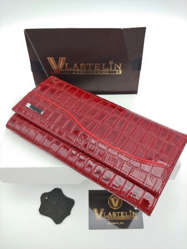 Кошелек Vlastelin металл, натуральная кожа красный, бордовый