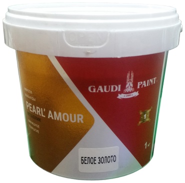 Gaudi Paint акриловая Pearl Amour моющаяся, влагостойкая, возможность колеровки 1 кг, цвет белое золото
