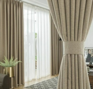 Портьеры Элит 500x275 см 2 шт, лен, бежевый