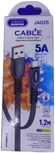 Кабель JOKADE USB 2.0 (M), USB TypeC (M), 1 м, JA025 серый