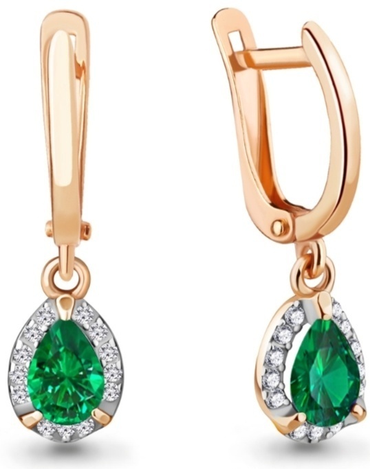 Серьги AQUAMARINE 49342АГ.6 вес 1.69 г серебро, наноизумруд