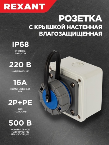REXANT силовая розетка 220 В 16А, 111-125