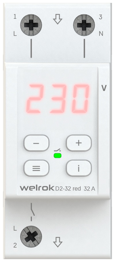 WELROK реле контроля напряжения AC 230 В 32 А, кол-во фаз : 1