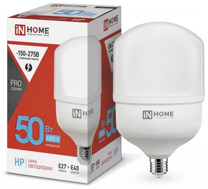 IN HOME 50W E27, светодиодная, холодный белый