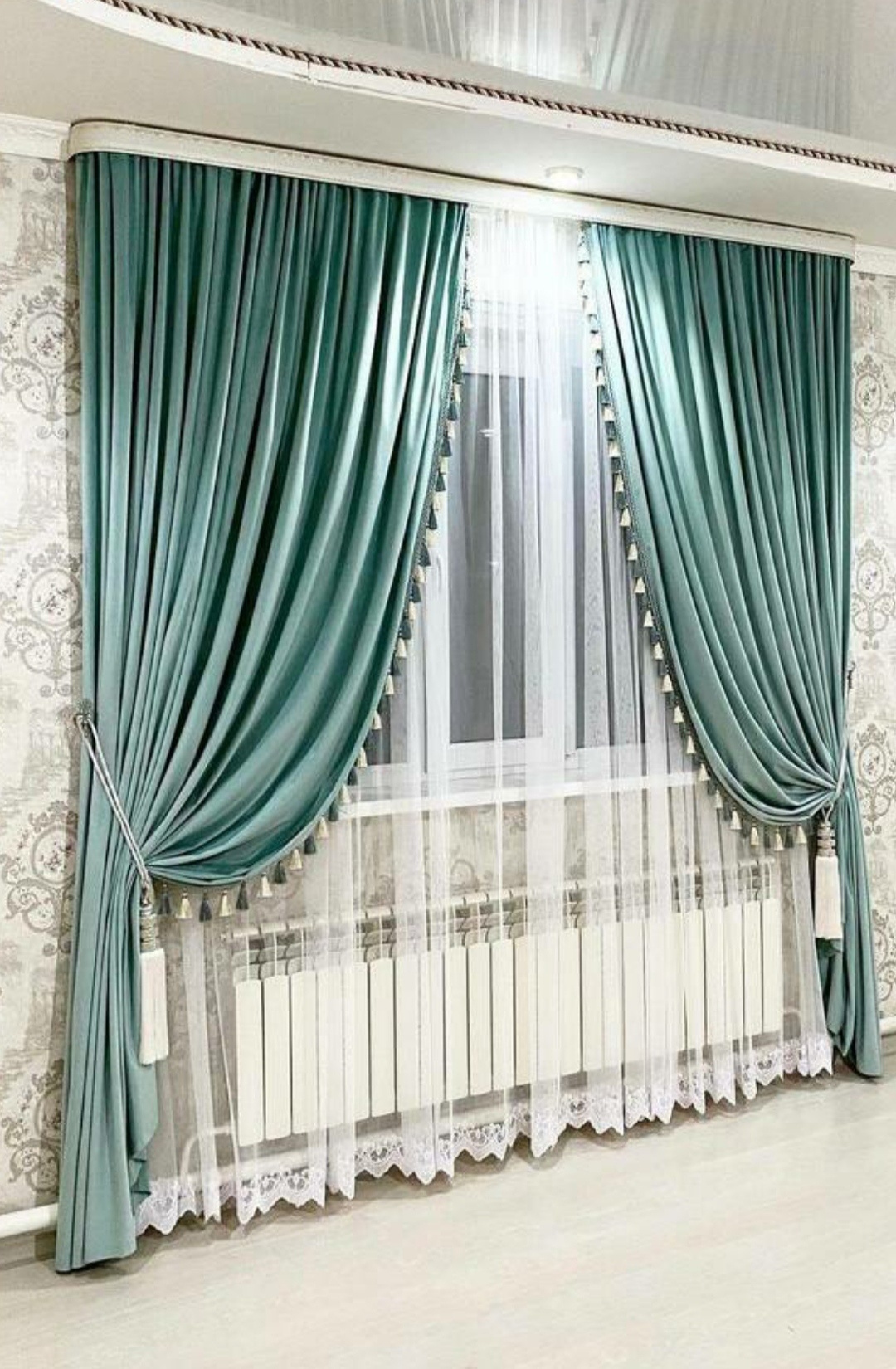 Комплект JANNAT 500x280 см 2 шт, бархат, бирюзовый