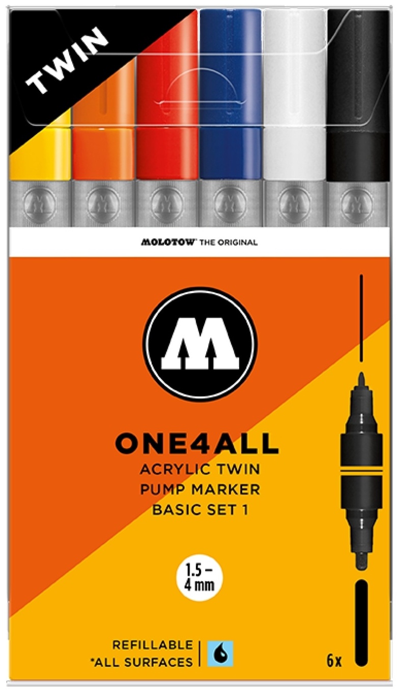 Molotow One4All Acrylic Twin Marker 180 - Signal Black - Marqueur Acrylique Double Pointe