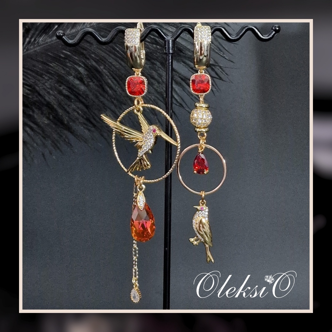 Серьги OleksiO бижутерный сплав, кристаллы Swarovski, фианит