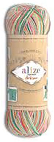 Моток Alize Superwash Artisan 9012-Оранжево-желто-зеленый 420 м 100 г