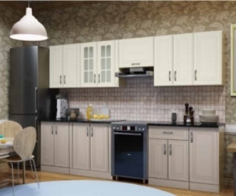 Кухонный гарнитур Grand Miks , 300x220х60 см, ЛДСП, серый, бежевый